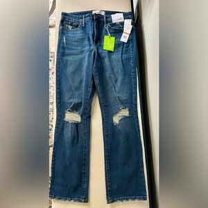Sam Edelman Dark Blue Distressed Straight Leg Jeans
